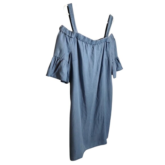 Westport Off the Shoulder Dress Chambray Ruffle Bell Sleeve Denim 14 - Picture 3 of 8